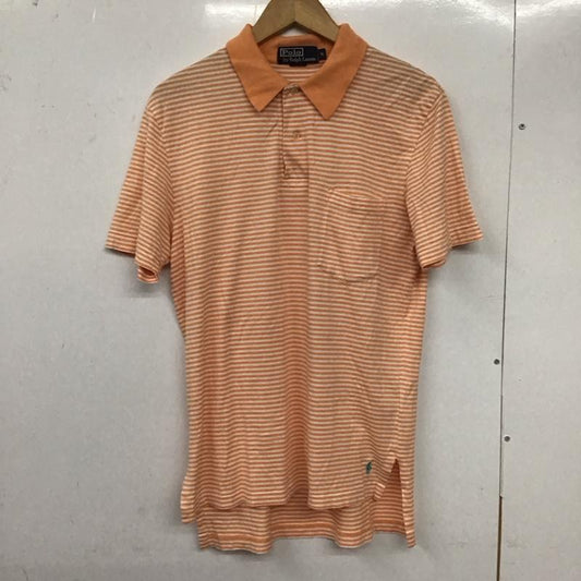 ポロバイラルフローレン Polo by RALPH LAUREN ポロシャツ 半袖 半袖ポロシャツ 半袖カットソー カラーシャツ M ボーダー柄 白 / ホワイト / X 橙 / オレンジ /  メンズ USED 古着 中古 10129490