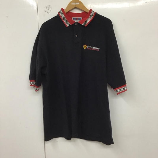 ジャージーズ JERZEES ポロシャツ 半袖 半袖ポロシャツ 半袖カットソー カラーシャツ XL ロゴ、文字 黒 / ブラック /  メンズ USED 古着 中古 10129517