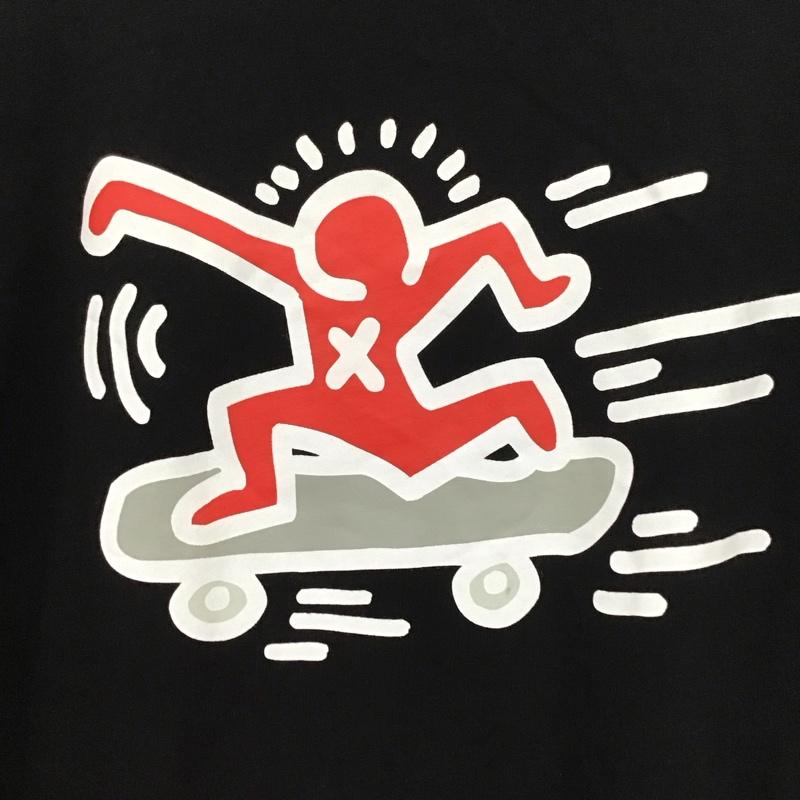 ニューエラ NEW ERA Tシャツ 半袖 半袖カットソー プリントTシャツ クルーネックカットソー キースへリング XXL ロゴ、文字 黒 / ブラック /  メンズ USED 古着 中古 10130114