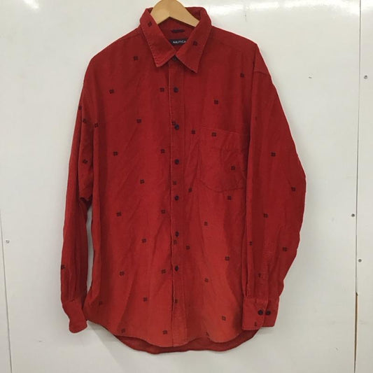 ノーティカ NAUTICA シャツ、ブラウス 長袖 長袖シャツ 無地シャツ カラーシャツ コーデュロイシャツ XL ロゴ、文字 赤 / レッド /  メンズ USED 古着 中古 10135965
