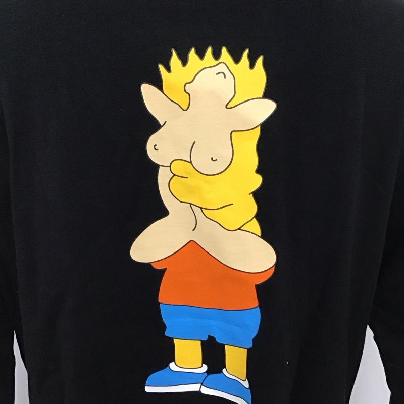 ラフアンドビー LAUGH&BE カットソー 長袖 長袖カットソー クルーネックカットソー ロングスリーブカットソー プリントTシャツ L プリント 黒 / ブラック /  メンズ USED 古着 中古 10114689