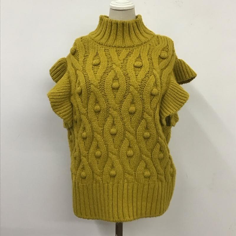 ザラ ZARA ベスト ベスト 5802 102 515 袖フリル ニット L  マスタード / マスタード /  レディース USED 古着 中古 10119608