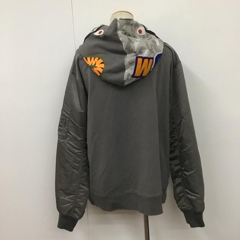 アベイシングエイプ A BATHING APE パーカー 長袖 長袖パーカー フード付きパーカー プリントスウェット ジップアップパーカー XXL 無地 灰 / グレー /  メンズ USED 古着 中古 10108621