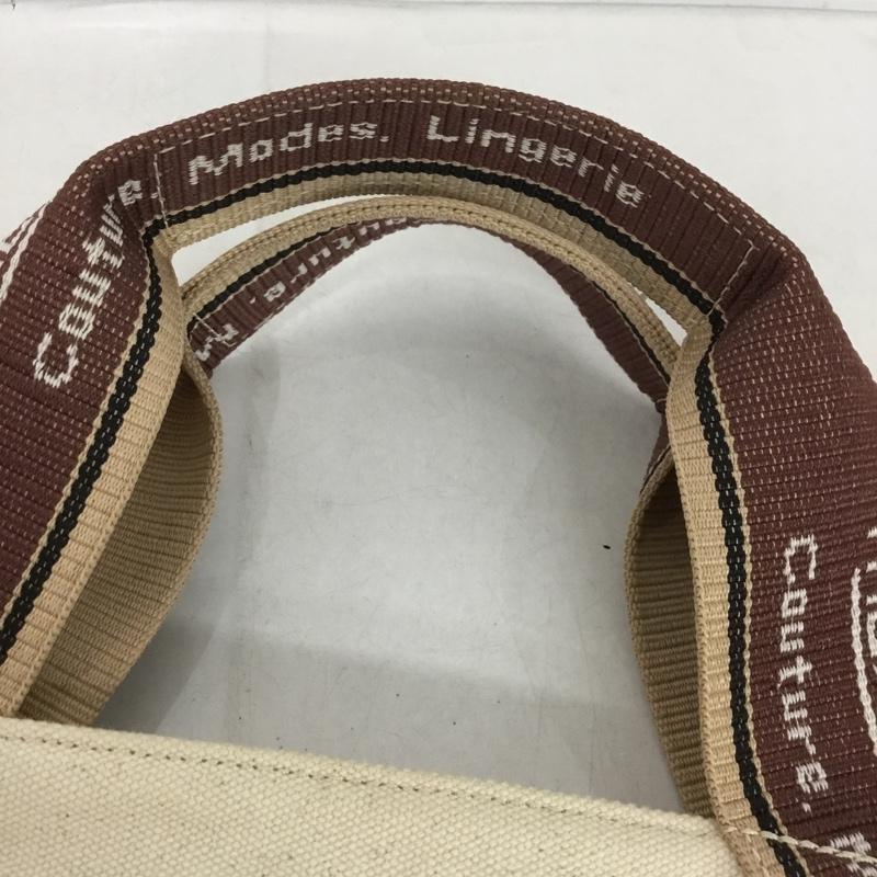 シアタープロダクツ THEATRE PRODUCTS ハンドバッグ ハンドバッグ OP200001 別注ロゴジャガードテープトートバッグ OPAQUE.CLIP ロゴ、文字 茶 / ブラウン / X アイボリー / アイボリー /  レディース USED 古着 中古 10141657