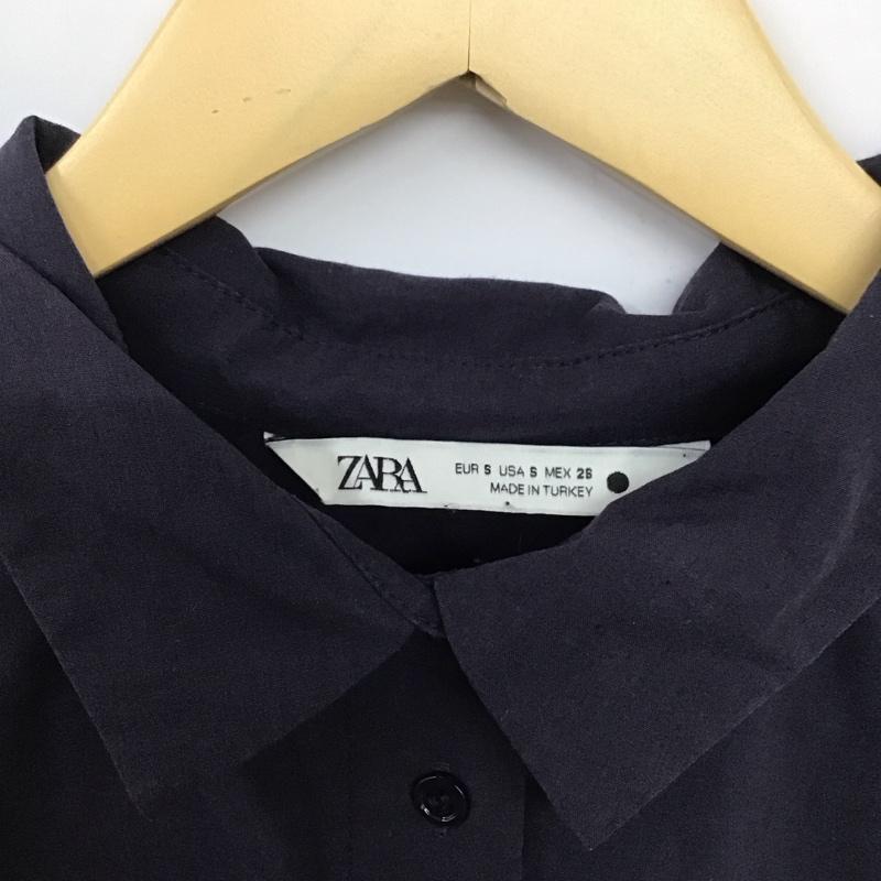 ザラ ZARA シャツ、ブラウス 長袖 長袖シャツ 無地シャツ カラーシャツ フレアシャツ S 無地 紺 / ネイビー /  レディース USED 古着 中古 10132661