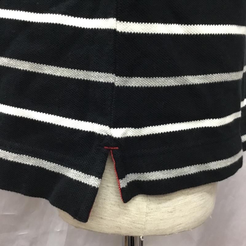 トミーヒルフィガー TOMMY HILFIGER ポロシャツ 半袖 L ロゴ、文字 X ボーダー柄 黒 / ブラック / X 白 / ホワイト /  メンズ USED 古着 中古 10112779
