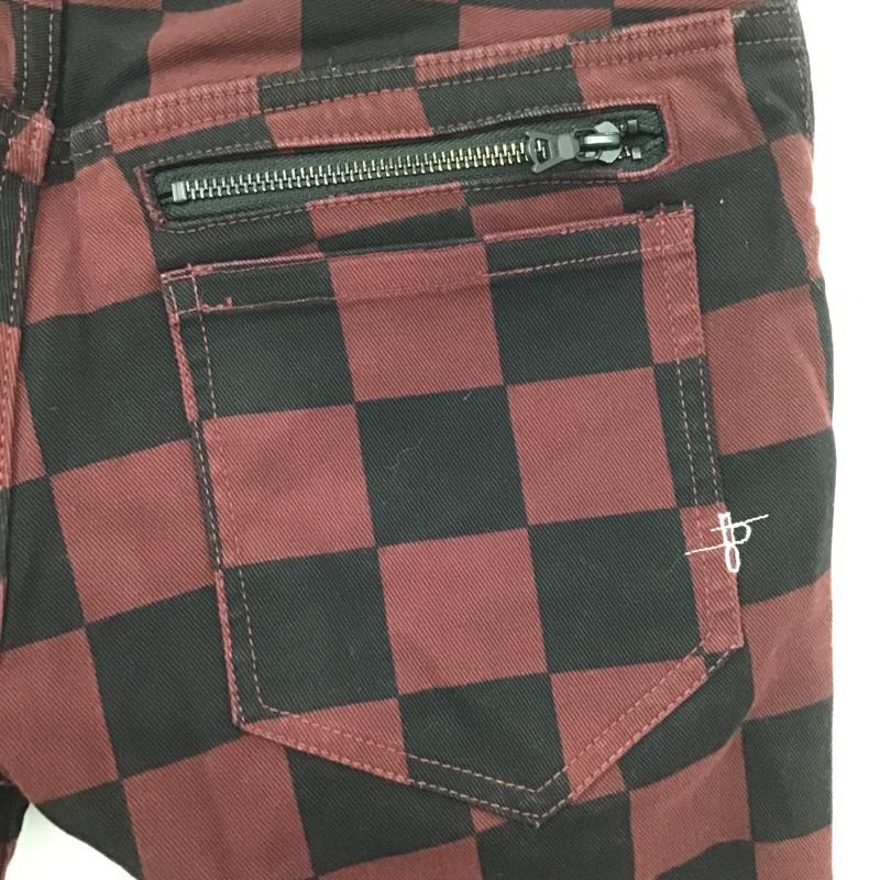 ノーアイディ NO ID. パンツ デニム、ジーンズ デニムジーンズ チェッカージーンズ スリムパンツ 1 チェック 黒 / ブラック / X えんじ / ワインレッド /  メンズ USED 古着 中古 10105590