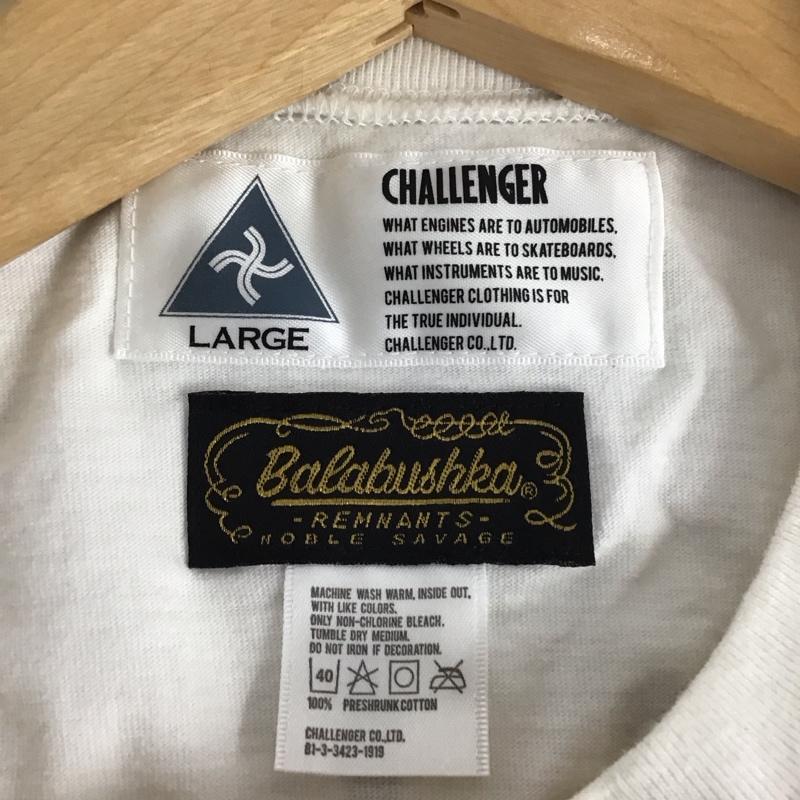 チャレンジャー CHALLENGER Tシャツ 半袖 半袖カットソー プリントTシャツ クルーネックカットソー balabushka L プリント 白 / ホワイト /  メンズ USED 古着 中古 10133364