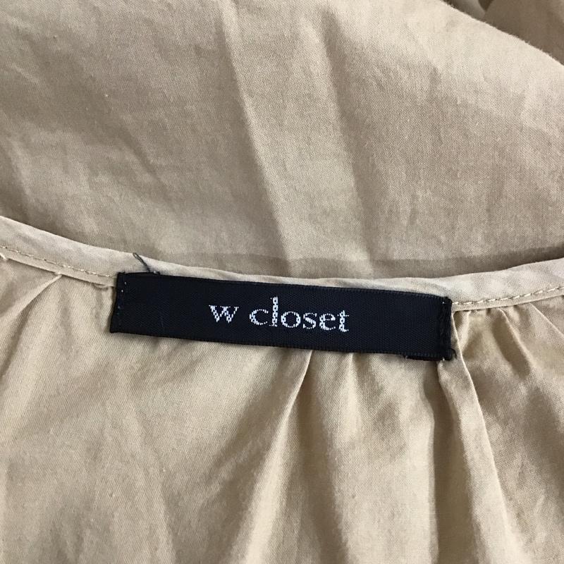 ダブルクローゼット w closet ワンピース ロングスカート 長袖シャツワンピース ノーカラーシャツワンピース ロングワンピース フレアスカート ワンポイント 茶 / ブラウン /  レディース USED 古着 中古 10113822