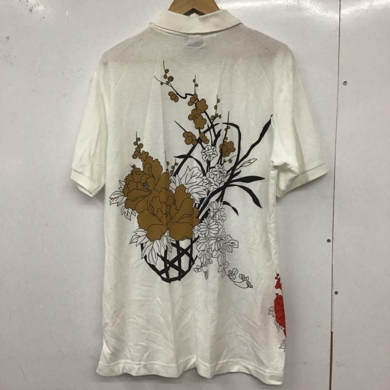 ドロボウニッキ 泥棒日記 ポロシャツ 半袖 半袖ポロシャツ 半袖カットソー カラーシャツ プリント 白 / ホワイト /  メンズ USED 古着 中古 10129494