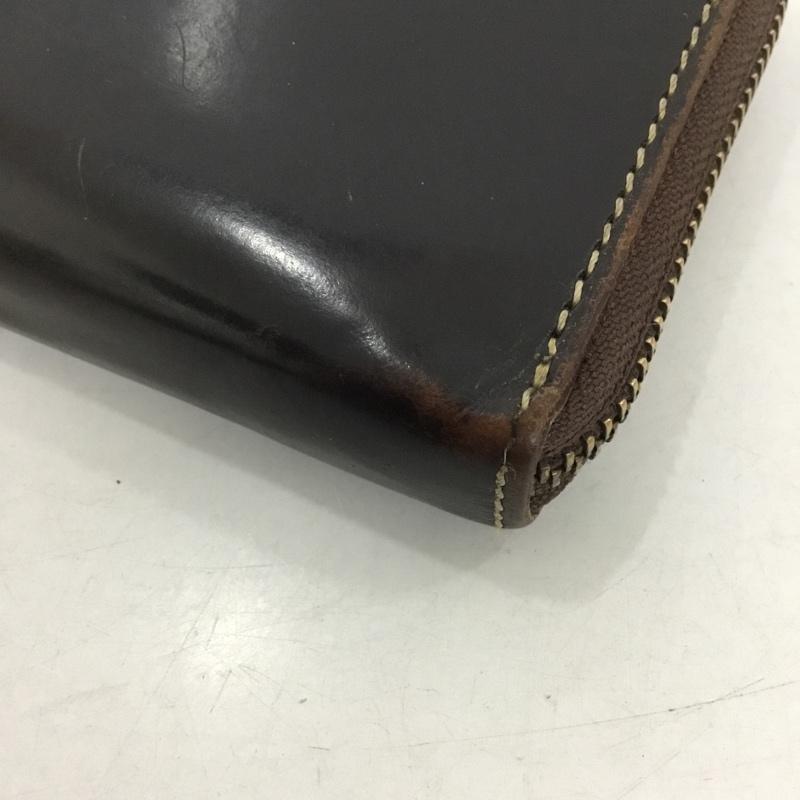 ガンゾ GANZO 財布 長財布 0057243-56 ラウンドファスナー レザー 箱有 ブライドルレザー 無地 ダークブラウン / ダークブラウン /  メンズ USED 古着 中古 10149459