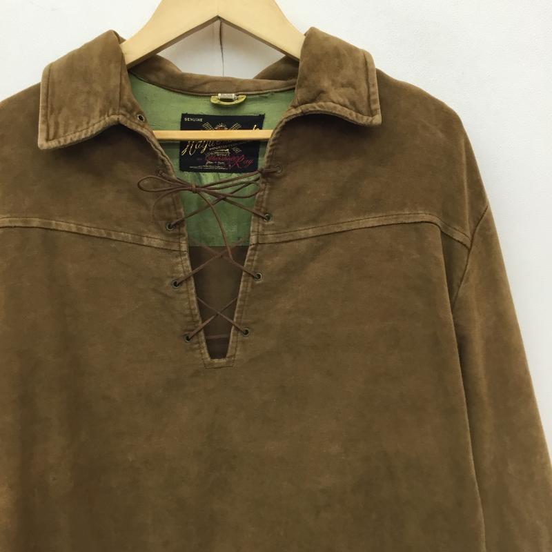 ＵＳフルギ US古着 シャツ、ブラウス 長袖 Marshall Ray レースアップシャツ　スウェード M 無地 茶 / ブラウン /  メンズ USED 古着 中古 10140092
