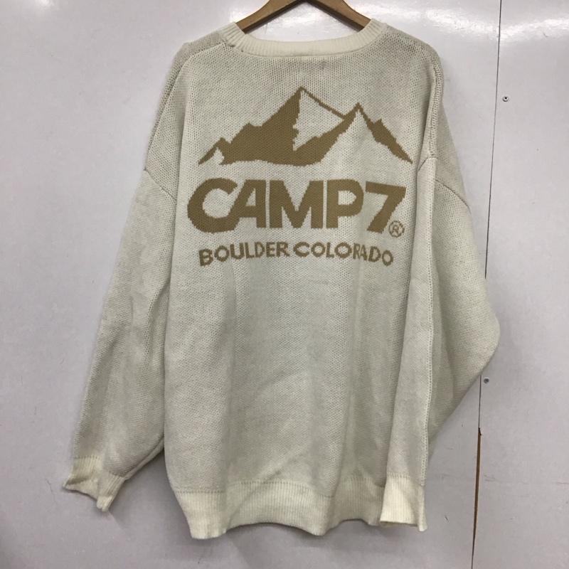 キャンプセブン CAMP7 ニット、セーター 長袖 長袖ニットカットソー クルーネック セーター M ロゴ、文字 白 / ホワイト /  レディース USED 古着 中古 10145480