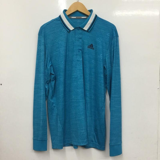 アディダス adidas ポロシャツ 長袖 EH3640 M ロゴ、文字 青 / ブルー /  メンズ USED 古着 中古 10135461