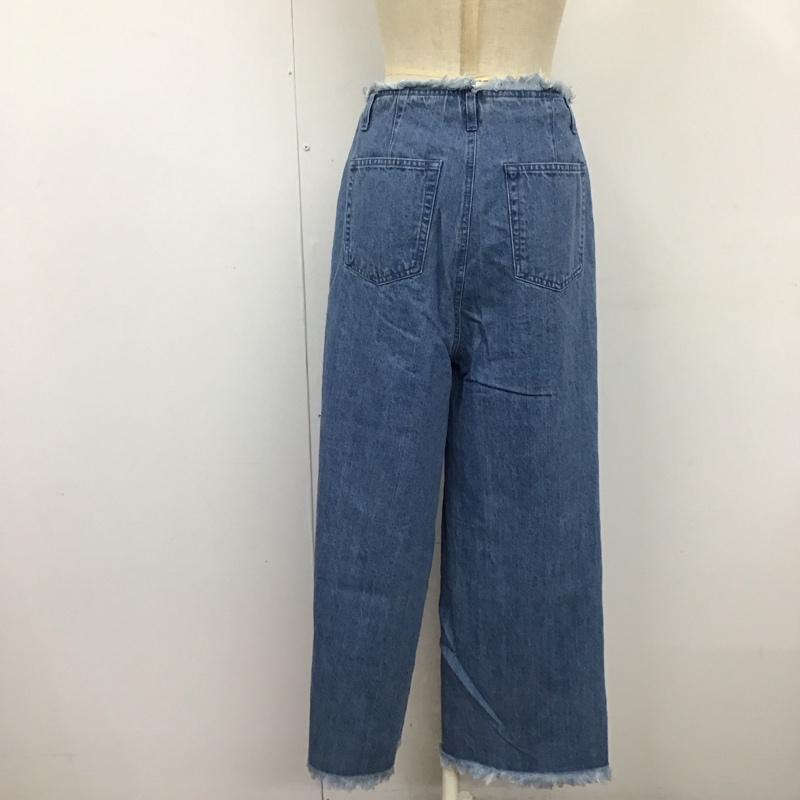 ローリーズファーム LOWRYS FARM パンツ デニム、ジーンズ LF517034AD 裾フリンジ ワイドパンツ M 無地 青 / ブルー /  レディース USED 古着 中古 10120868