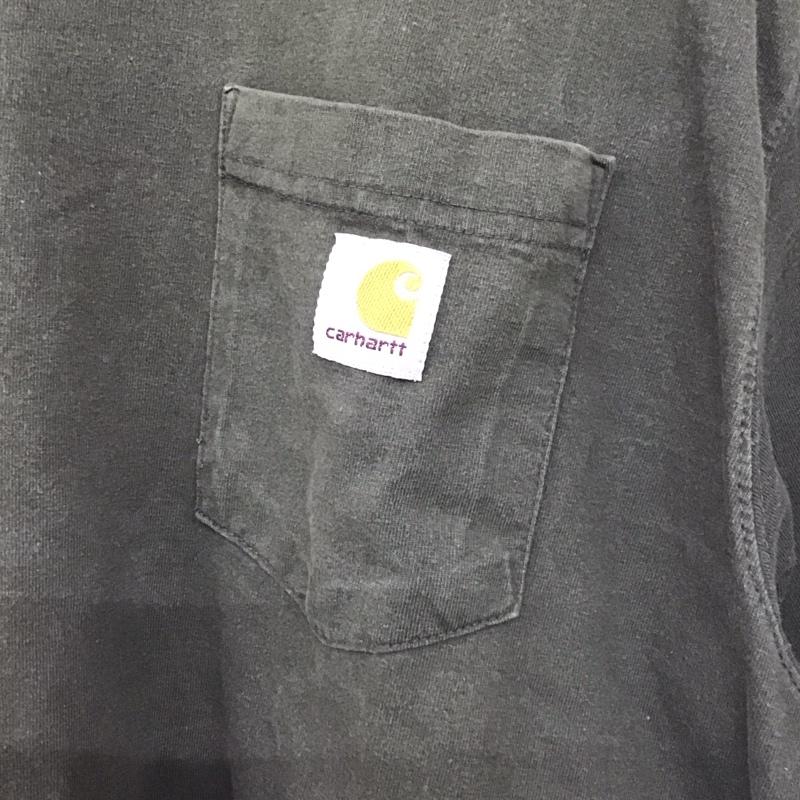 カーハート Carhartt Tシャツ 半袖 半袖カットソー プリントTシャツ クルーネックカットソー L 無地 カーキ / カーキ /  メンズ USED 古着 中古 10128662