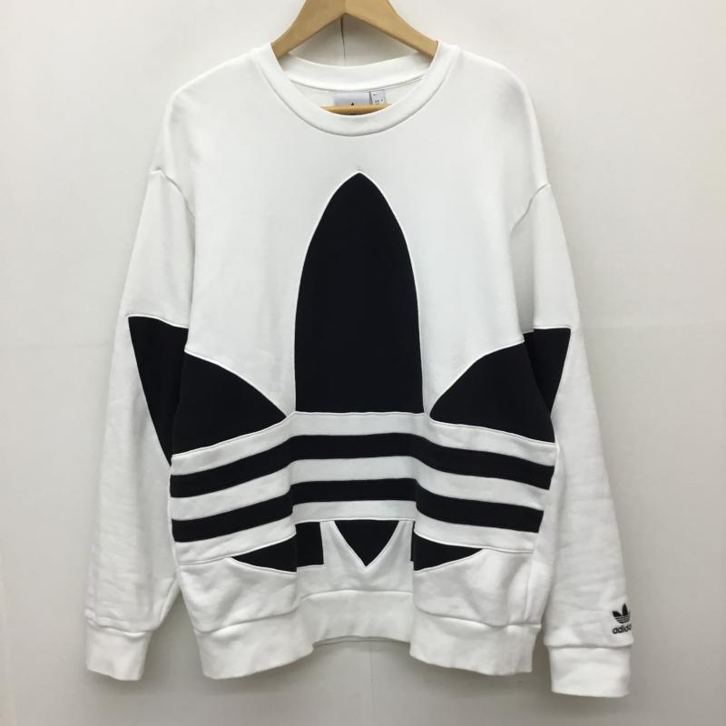 アディダス adidas トレーナー 長袖 IK9159 L ロゴ、文字 白 / ホワイト / X 黒 / ブラック /  メンズ USED 古着 中古 10143951