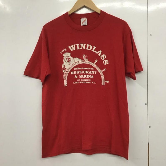 ジャージーズ JERZEES Tシャツ 半袖 半袖カットソー プリントTシャツ クルーネックカットソー L プリント 赤 / レッド /  メンズ USED 古着 中古 10147013