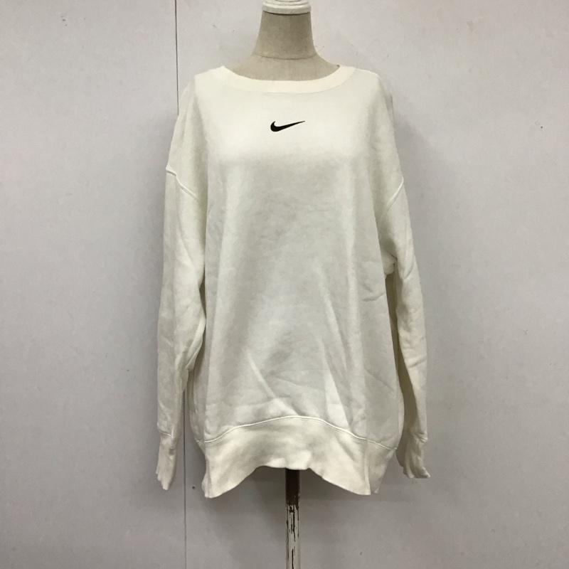 ナイキ NIKE トレーナー 長袖 DQ5734-133 スウェット 裏起毛 XL ワンポイント 白 / ホワイト /  レディース USED 古着 中古 10121575