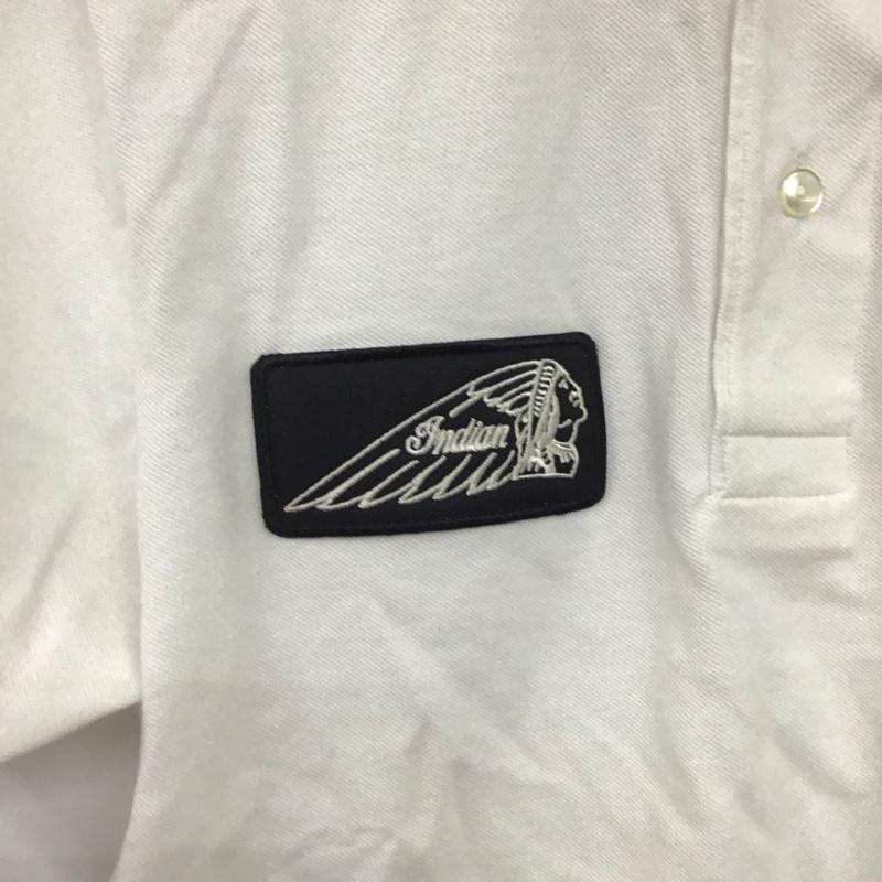 インディアンモトサイクル Indian Motocycle ポロシャツ 半袖 半袖ポロシャツ カラーシャツ 半袖カットソー S ロゴ、文字 白 / ホワイト /  メンズ USED 古着 中古 10145023