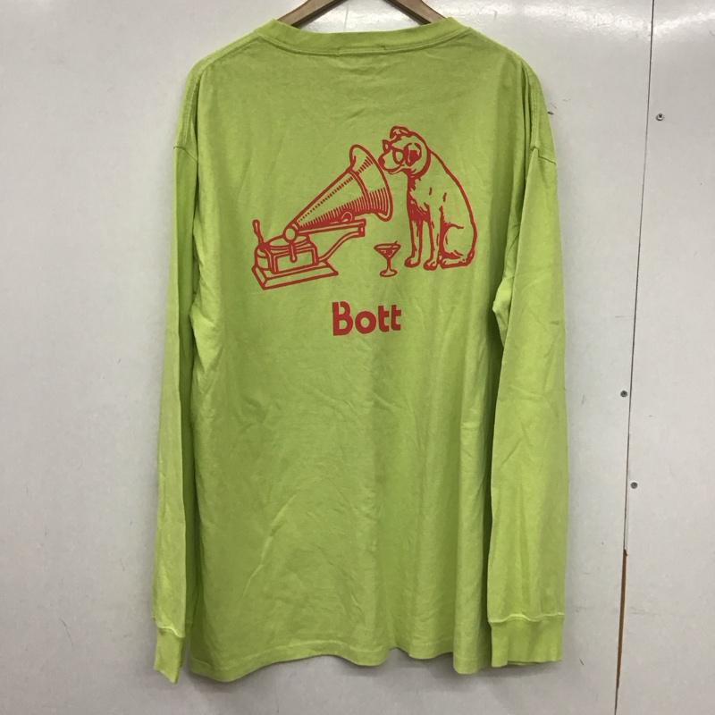 ボット BoTT カットソー 長袖 長袖カットソー プリントカットソー クルーネック XXL プリント 黄緑 / イエローグリーン /  メンズ USED 古着 中古 10137620