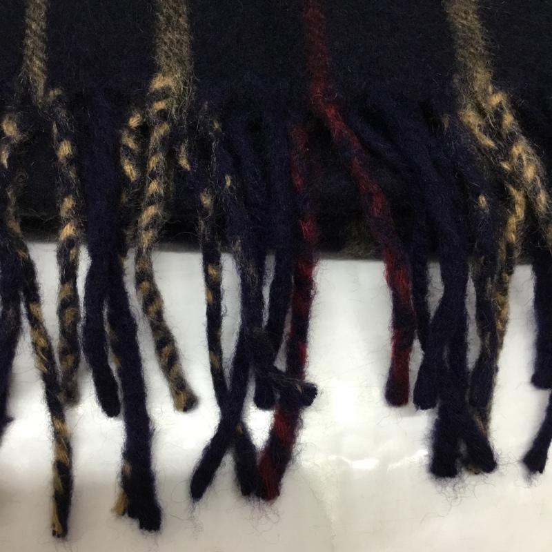 ブルックスブラザーズ BROOKS BROTHERS マフラー マフラー カシミヤ フリンジ チェック ロゴ、文字 紺 / ネイビー / X ベージュ / ベージュ / X 赤 / レッド /  メンズ USED 古着 中古 10113645