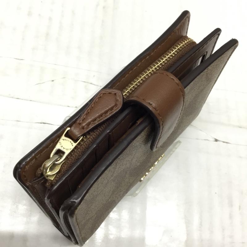 コーチ COACH 財布 二つ折り シグネチャー ロゴ、文字 茶 / ブラウン /  レディース USED 古着 中古 10109864