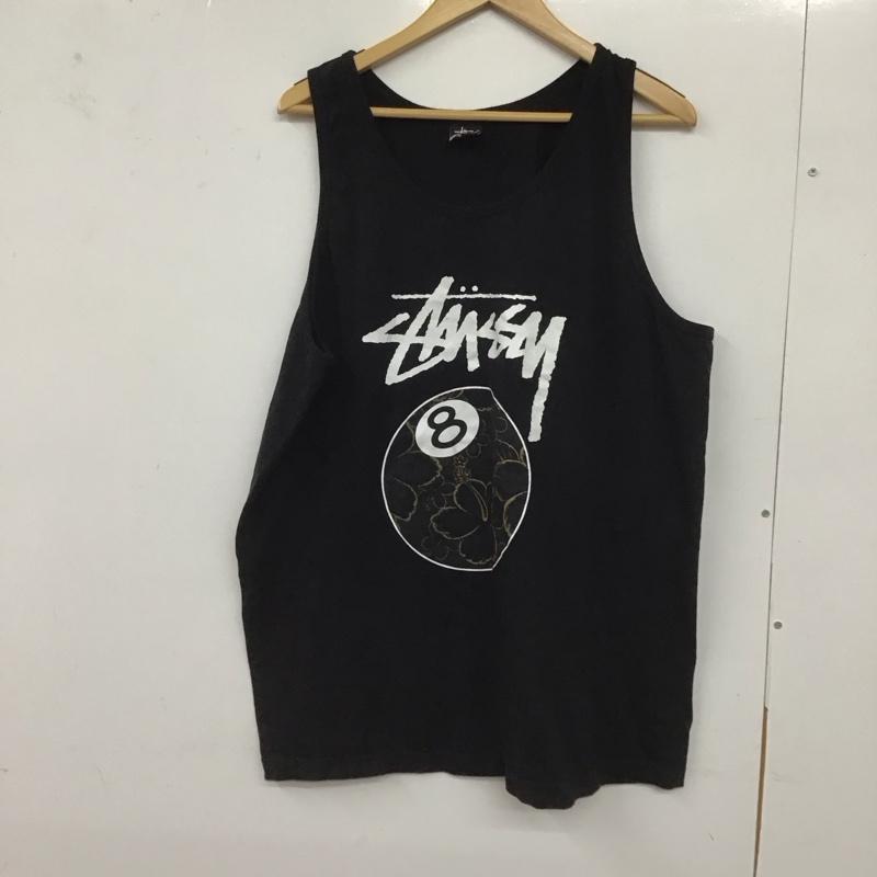 ステューシー STUSSY タンクトップ タンクトップ タンクトップ ノースリーブカットソー クルーネック XL ロゴ、文字 黒 / ブラック /  メンズ USED 古着 中古 10128660