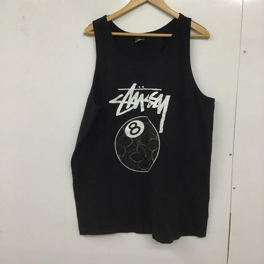 ステューシー STUSSY タンクトップ タンクトップ タンクトップ ノースリーブカットソー クルーネック XL ロゴ、文字 黒 / ブラック /  メンズ USED 古着 中古 10128660