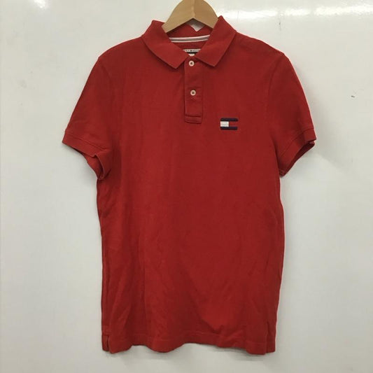 トミーヒルフィガー TOMMY HILFIGER ポロシャツ 半袖 半袖ポロシャツ カラーシャツ 半袖カットソー S ロゴ、文字 赤 / レッド /  メンズ USED 古着 中古 10136241