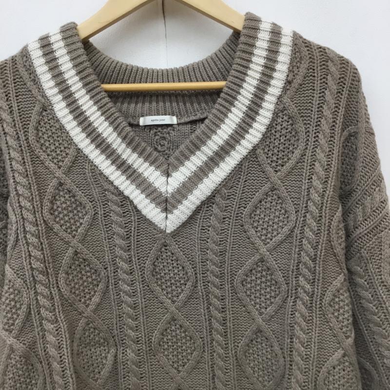 アプレジュール apres jour ニット、セーター 長袖 FREE 無地 茶 / ブラウン /  レディース USED 古着 中古 10139436