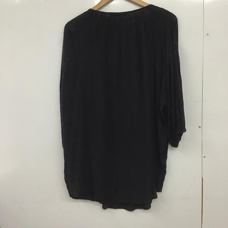 ジーナシス JEANASIS シャツ、ブラウス 七分袖 FREE 無地 黒 / ブラック /  レディース USED 古着 中古 10148418