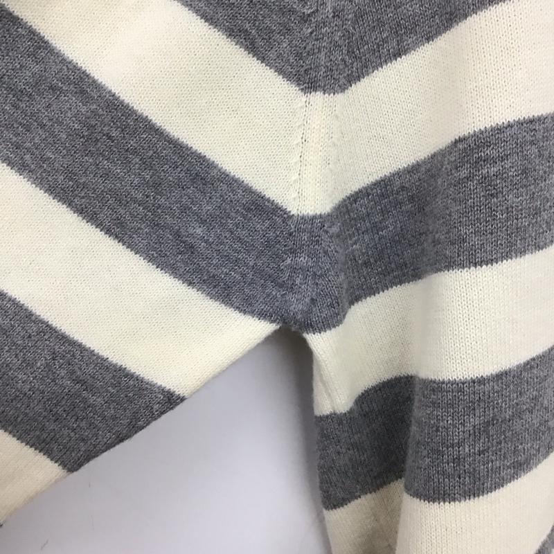 バーバリーブラックレーベル BURBERRY BLACK LABEL ニット、セーター 長袖 長袖ニットカットソー クルーネック セーター 3 ボーダー柄 灰 / グレー / X 白 / ホワイト /  メンズ USED 古着 中古 10140541
