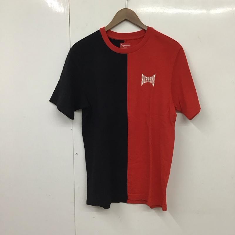 シュプリーム Supreme Tシャツ 半袖 SplitSSTopTee 半袖カットソー バイカラーTシャツ S ロゴ、文字 黒 / ブラック / X 赤 / レッド /  メンズ USED 古着 中古 10131537