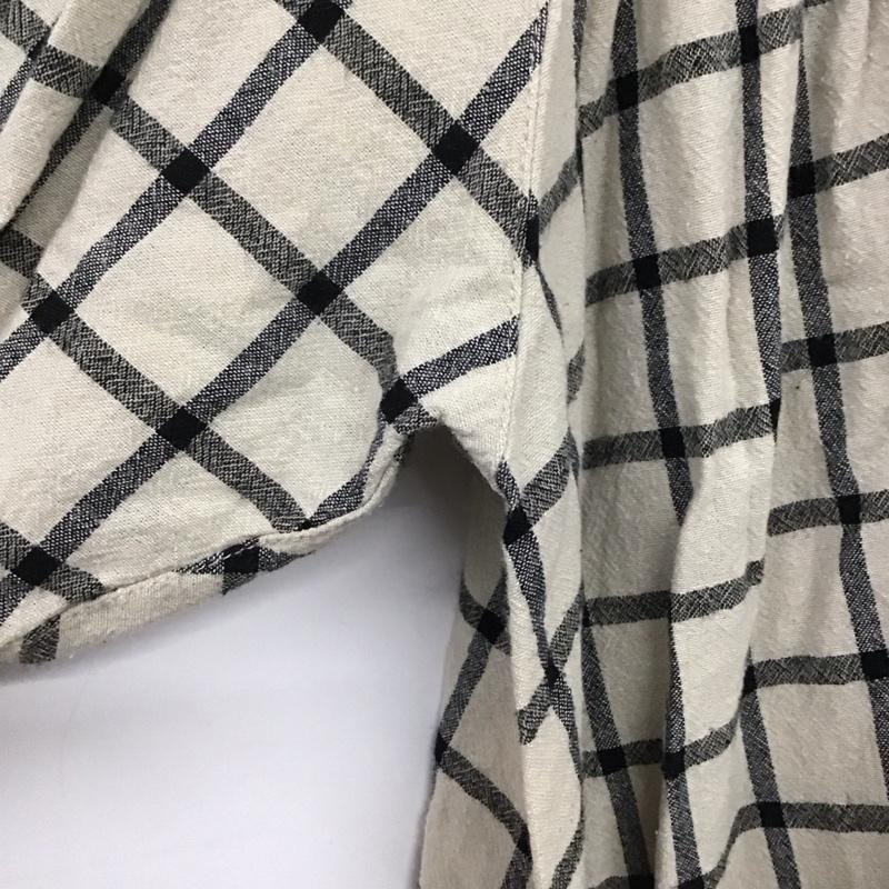 サマンサモスモス Samansa Mos2 シャツ、ブラウス 半袖 1711129 配色ギャザーブラウス FREE チェック 黒 / ブラック / X ベージュ / ベージュ /  レディース USED 古着 中古 10141986