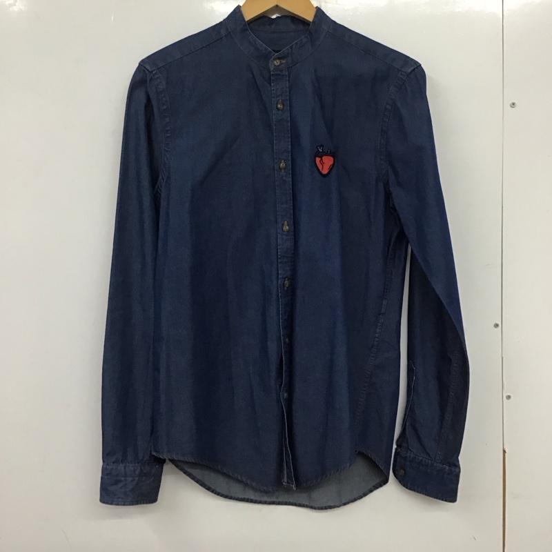 ザラメン ZARA MAN シャツ、ブラウス 長袖 長袖シャツ 無地シャツ ノーカラーシャツ デニムシャツ S ワンポイント 青 / ブルー /  メンズ USED 古着 中古 10135471