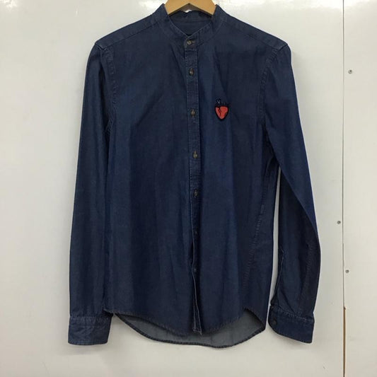 ザラメン ZARA MAN シャツ、ブラウス 長袖 長袖シャツ 無地シャツ ノーカラーシャツ デニムシャツ S ワンポイント 青 / ブルー /  メンズ USED 古着 中古 10135471
