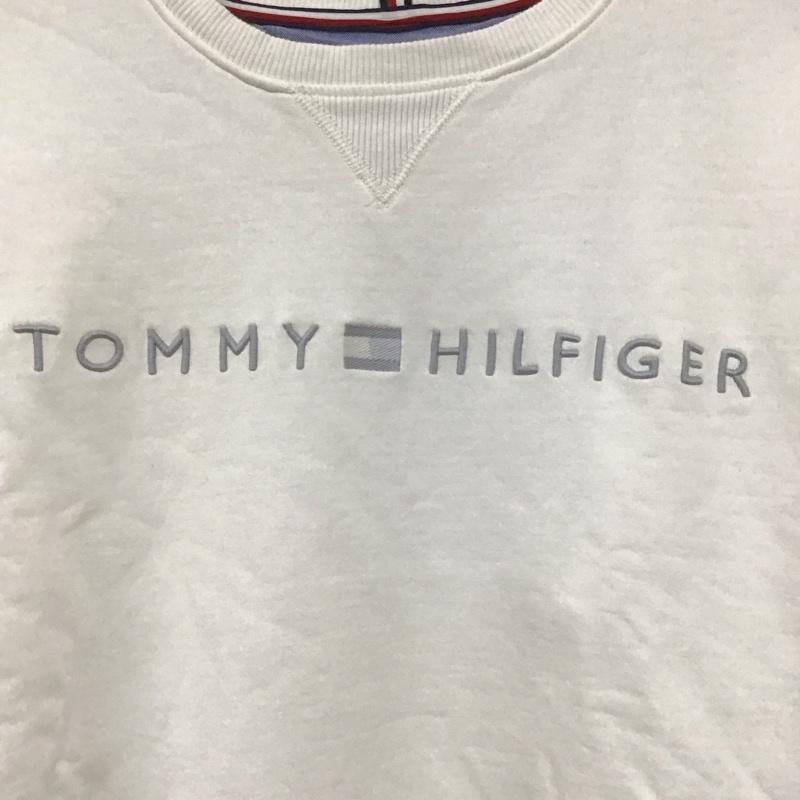 トミーヒルフィガー TOMMY HILFIGER トレーナー 長袖 L ロゴ、文字 X 刺繍 白 / ホワイト /  メンズ USED 古着 中古 10138206