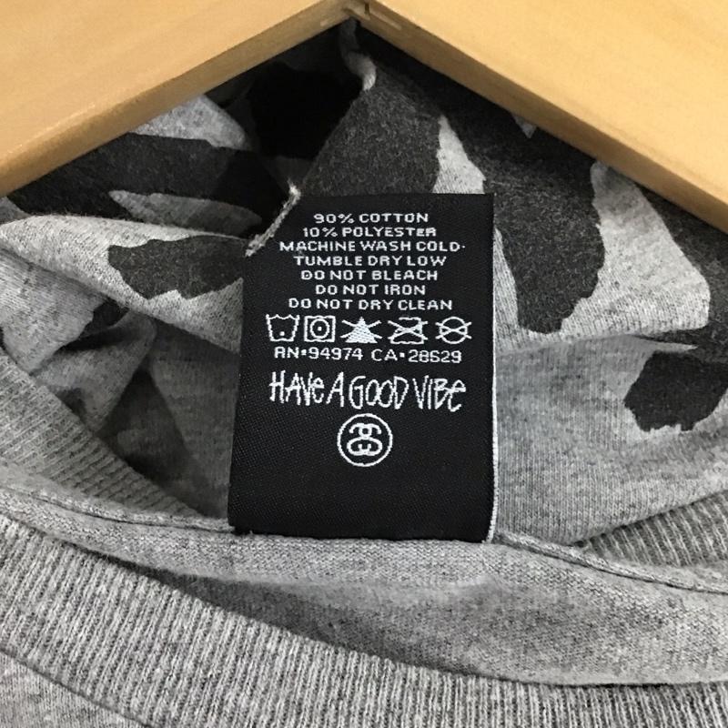 ステューシー STUSSY Tシャツ 半袖 半袖カットソー プリントTシャツ クルーネックカットソー M プリント 灰 / グレー /  メンズ USED 古着 中古 10130577