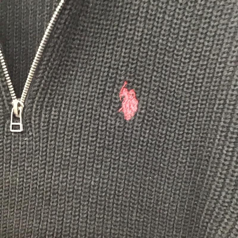 ユーエスポロアッスン U.S.POLO ASSN. ニット、セーター 長袖 長袖ニットカットソー スタンドネック セーター L ロゴ、文字 黒 / ブラック /  メンズ USED 古着 中古 10132005