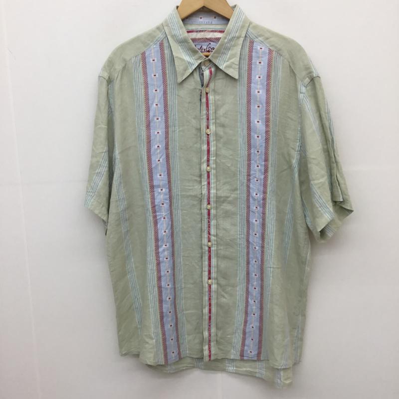 ユーズドクロージング used clothes シャツ、ブラウス 半袖 XL ストライプ 薄緑 / ライトグリーン /  メンズ USED 古着 中古 10129005