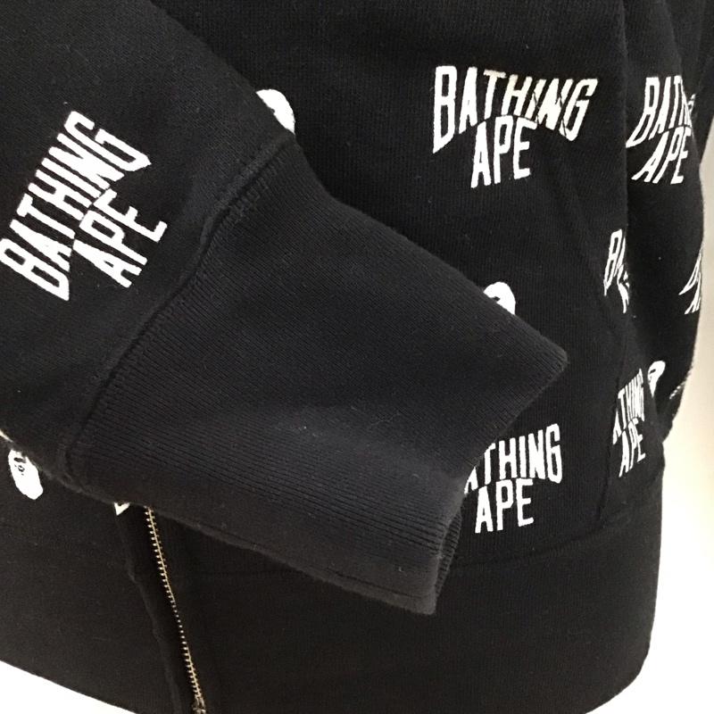 アベイシングエイプ A BATHING APE パーカー 長袖 001ZPF301014X モノグラム フルジップパーカー 裏起毛 S 総柄 黒 / ブラック / X 白 / ホワイト /  メンズ USED 古着 中古 10123669