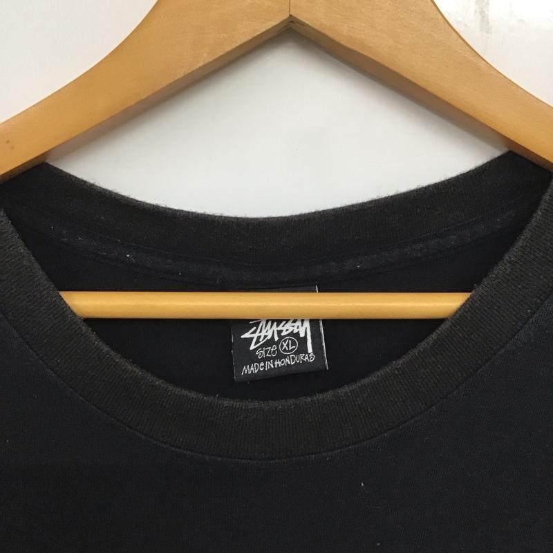 ステューシー STUSSY Tシャツ 長袖 半袖カットソー プリントTシャツ クルーネックカットソー XL ロゴ、文字 黒 / ブラック /  メンズ USED 古着 中古 10133222