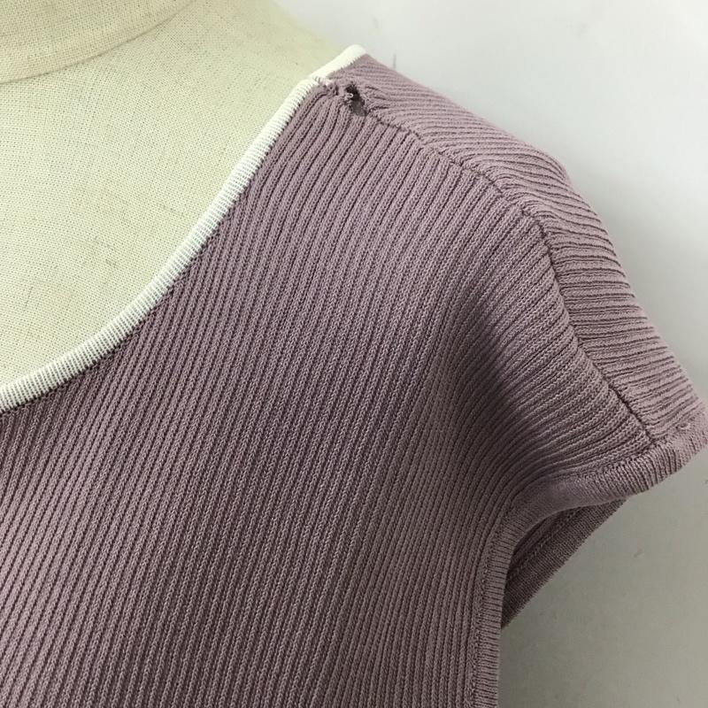 インデックス index ワンピース ロングスカート C58-53006 レーヨンナイロン フレンチスリーブ ニットワンピース L 無地 紫 / パープル /  レディース USED 古着 中古 10115866