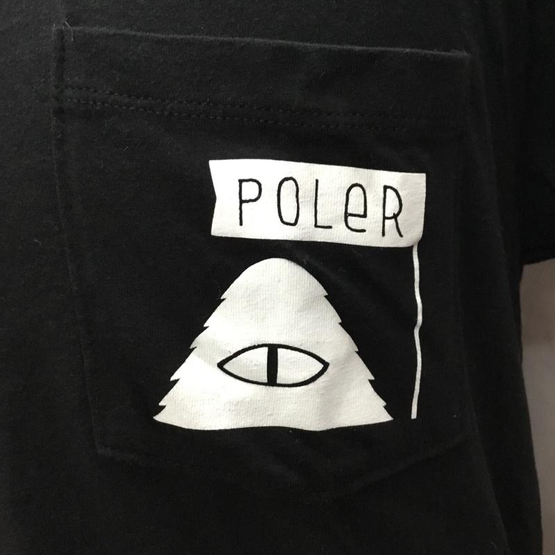 ポーラー POLeR Tシャツ 半袖 クルーネック 胸ポケット S プリント 黒 / ブラック /  メンズ USED 古着 中古 10119804