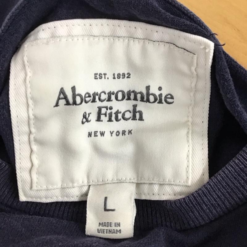 アバクロンビーアンドフィッチ ABERCROMBIE&FITCH Tシャツ 半袖 半袖カットソー プリントTシャツ クルーネックカットソー L ロゴ、文字 紺 / ネイビー /  メンズ USED 古着 中古 10132081