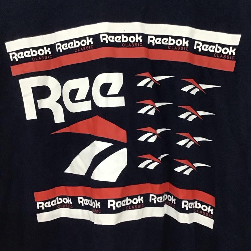 リーボック Reebok カットソー 長袖 長袖カットソー プリントカットソー クルーネック ロゴ、文字 紺 / ネイビー /  メンズ USED 古着 中古 10135856