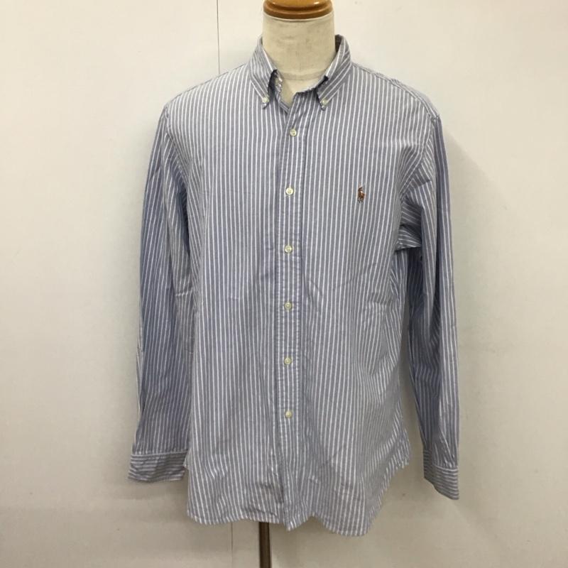 ラルフローレン RALPHLAUREN シャツ、ブラウス 長袖 長袖シャツ カラーシャツ 長袖カットソー ストライプシャツ L ストライプ 白 / ホワイト / X 水色 / ライトブルー /  メンズ USED 古着 中古 10114647