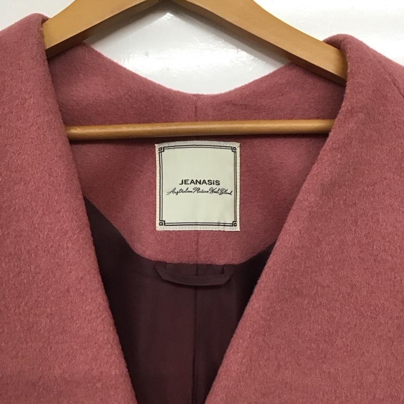 ジーナシス JEANASIS コート コート一般 js071070ad ショートビーバーノーカラーコート FREE 無地 桃 / ピンク /  レディース USED 古着 中古 10145409