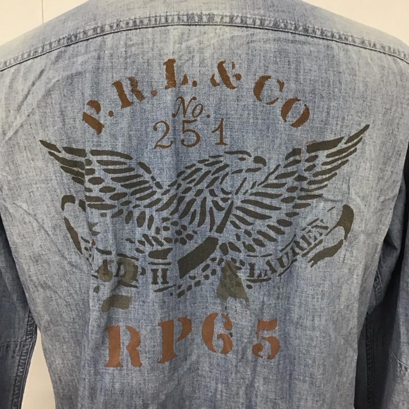 ポロラルフローレン POLO RALPH LAUREN シャツ、ブラウス 長袖 ワークシャツ デニムシャツ バックプリント M ロゴ、文字 青 / ブルー /  メンズ USED 古着 中古 10123671